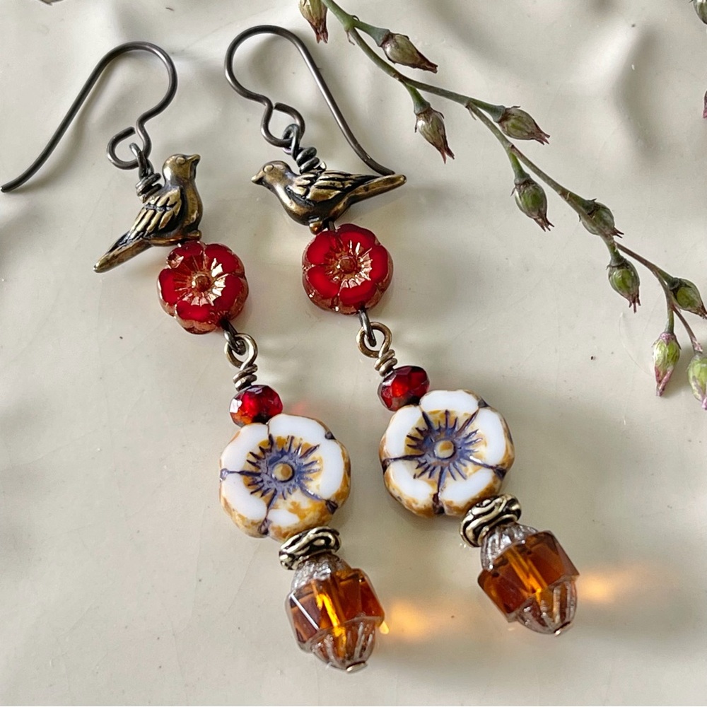 ARTISAN Earrings - “Desert Rose” Dangles - Picture 2 of 9